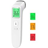 Fieberthermometer für Babys Kinder Erwachsene, Kontaktloses Stirnthermometer, Digitales Infrarot Thermometer mit sofortigen genauen Messwerten, Fieberalarm, LCD-Anzeige und 35 Speicherabruf (Weiß)