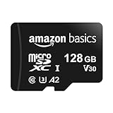 Amazon Basics MicroSDXC-Speicherkarte, 128 GB, mit SD-Adapter, A2, U3, 100 MB/s max. Lesegeschwindigkeit, Schwarz