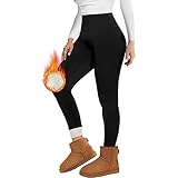 Missluck Thermo Leggings Damen Gefüttert Thermoleggings Verdickte Plüsch Thermohose Fleece Leggins Warme im Winter,Schwarz,L