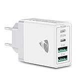 Aioneus USB C Ladegerät, 4 Ports Mehrfach Ladegerät mit USB-C und USB-A, 40W Schnellladegerät PD 3.0 Power Adapter USB Netzteil für iPhone 15 14 Pro Max 13 12 11 SE 2020 XS XR 8 7, Samsung, Handys