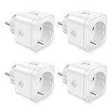 WLAN Smart Steckdose EIGHTREE, Alexa Steckdose 4er Pack, Smart Home WiFi Steckdose, Alexa Zubehör, Stromverbrauch Messen, Zeitplan, Fernzugriff, Funktioniert mit Alexa, Google Home, SmartThings, 16A