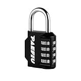 Combination lock padlock 4 digits, lock with number code, robust locker lock made of zinc alloy for cupboard drawers, school, gym