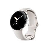 Google Pixel Watch – Android-Smartwatch mit Aktivitätsaufzeichnung – Smartwatch mit Herzfrequenz-Tracker – Edelstahlgehäuse in Polished Silver mit Sportarmband in Chalk, Wifi