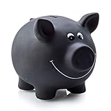 Sparschwein aus Keramik zum Beschriften Tafellack mit Kreide 17,5cm, Schwarz