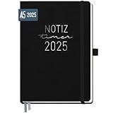 Häfft® Wochen-Notiz-Kalender 2025 A5 'Schwarz' Buchkalender, Terminplaner Notiz-Timer, Terminplaner, Wochenkalender, Organizer, Terminkalender mit Einstecktasche - nachhaltig & klimafreundlich