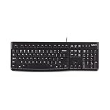 Logitech K120 Kabelgebundene Business Tastatur für Windows und Linux, USB-Anschluss, Leises Tippen, Robust, Spritzwassergeschützt, Tastaturaufsteller, Niederländisches QWERTY-Layout - Schwarz