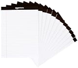 Amazon Basics Notizblöcke, liniert, 20.9 cm x 29.21 cm (Packung mit 12 Stück),50 Blatt pro Block, Letter, Weiß