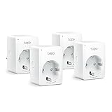 Tapo Smart WLAN Steckdose,Alexa Steckdose 4er Pack, Smart Home WiFi Steckdose, Alexa Zubehör,funktioniert mit Alexa,Google Home,Tapo App, Sprachsteuerung, Fernzugriff,Kein Hub notwendig, Mini