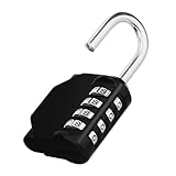 ZHEGE Padlock Combination Lock Gym, 4 Digit Number Code Lock, Padlock, Combination Lock, Number Lock Weatherproof for Cellar Door, Garden Fences (Black)