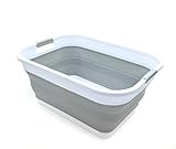 SAMMART 41L Collapsible Plastic Laundry Basket - Foldable Pop Up Storage Container/Organizer - Portable Washing Tub - Space Saving Hamper/Basket (Grau)