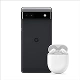Google Pixel 6a – Freigeschaltetes Android-5G fähiges-Smartphone mit 12-Megapixel-Kamera – Charcoal + Buds A-Series – Kabellose Kopfhörer, Clearly White, Einheitsgröße