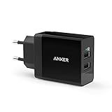 Anker 24W 2-Port USB Ladegerät mit PowerIQ Technologie für iPhone, iPad, Galaxy, Nexus, HTC, Motorola, LG und viele mehr (Schwarz)