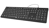 Hama keyboard with cable (PC keyboard, wired keyboard, wired keyboard for PC, notebook, laptop, USB keyboard with USB A port, QWERTZ keyboard, KC-200) keyboard black