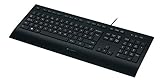 Logitech K280e Pro Wired Business Keyboard for Windows, Linux and Chrome, USB Port, Wrist Rest, Splash-Proof, PC/Laptop, German QWERTY Layout - Black