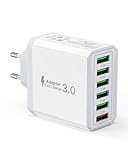 USB Ladegerät, 6-Ports Ladeadapter 33W Adapter Ladestecker mit QC 3.0 Schnellladegerät Mehrfach, USB Stecker Netzteil für iPhone 14 13 12 11 Pro Max, iPad, Handy Mehrfachsteckdose Charger Netzstecker