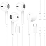2PC USB C Kopfhörer/Typ-C-Ohrhörer kabelgebunden mit Mikrofon und Lautstärkeregler, HiFi-Stereo-Ohrhörer/Apple Kopfhörer mit Kabel für Samsung Galaxy S23/iPhone 15/iPad Pro/Google Pixel/Xiao-mi usw