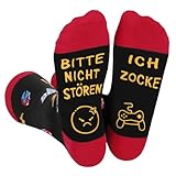 Gaming Socken Geschenke für Männer Frau Lustige Socken mit Spruch bitte nicht stören ich zocke Neuheit Knöchel Spaß Socken Baumwollsocken Haussocken Wintersocken Weihnachtsgeschenke Für Damen Herren