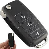 Retoo Autoschlüssel Gehäuse 3 Tasten Fernbedienung für VW Golf, Polo, Bora, Passat, Tiguan, Sharan, Transporter, Skoda, Seat, Pilot Autoschlüssel, Car Key Shell Cover, Schlüssel Typ Messer Schwarz