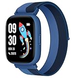 BIGGERFIVE Smartwatch Kinder, 1,8' Fitness Uhr Schrittzähler, 24/7 Puls, IP68 Wasserdicht, Schlafmonitor, Wecker, 5 Puzzlespiele mit/ohne App, Fitness Tracker für Mädchen Jungen Teens 5–16, Nylon