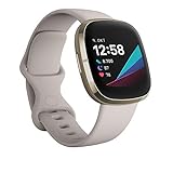 Fitbit Sense Advanced Smartwatch with Tools for Heart Health, Stress Management & Skin Temperature Trends, Lunar White/ Soft Gold Stainless Steel