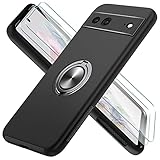 Guisessy mobile phone case for Google Pixel 7 case with 2 pieces of tempered glass protective film. [Eingebetteter Ständer] [Militärgrad]    Indestructible Multi-Layer Protective Shockproof Case for Google Pixel 7 - Black