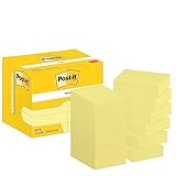 Post-it Notizen Kanariengelb, Packung mit 12 Blöcken, 100 Blatt pro Block, 51 mm x 38 mm, Farbe: Gelb - Selbstklebende Notizzettel zum Notieren, für To-Do-Listen und als Erinnerung