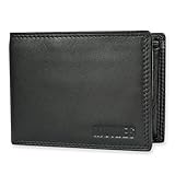 MOKIES Premium Leder Geldbörse Herren - extra stabile Doppelnaht - Querformat mit 9 Fächer - RFID - Portmonee für Männer - Brieftasche Geldbeutel Wallet (G305 Schwarz)