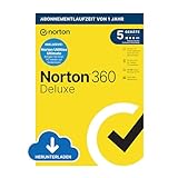 Norton 360 Deluxe inkl. Utilities Ultimate 2024 | 5 Geräte | 1-Jahres-Abonnement | PC/Mac/Android/iOS | Aktivierungscode per Email
