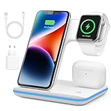 Wireless Charger, 3 in 1 Induktive Ladestation für iPho.ne iPhone 15/14/13/12/11/Pro/Max/XS/XR/X/8/Plus, App.le Watch 2/3/4/5/6/7/8/9 und AirP.ods Pro/3/2/1