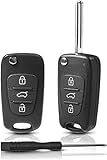2 Stück Auto Schlüsselgehäuse Pilot Autoschlüssel für Hyundai i10 i20 i30 ix20 ix35 und Kia Ceed Soul Sportage Venga Auto Schlüsselgehäuse für 3-Tasten Messertyp Autoschlüssel Funkschlüssel