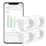 WLAN Smart Steckdose EIGHTREE, Alexa Steckdose 4er Pack, Smart Home WiFi Steckdose, Alexa Zubehör, Stromverbrauch Messen, Zeitplan, Fernzugriff, Funktioniert mit Alexa, Google Home, SmartThings, 16A