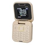 Mi NI Klapphandy, 2G Dual SIM, Faltbares Handy mit 1,77 Zoll HD Display, HD Rückkamera, UKW Radio, Schnellwahl, LED Taschenlampe, Klapptelefon mit Großen Tasten für Senioren (Gold)