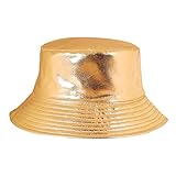 Eigso Herren Damen Modischer Wild Camping Bucket Hat Sonnenschutz Flexibel Faltbar Leicht Pelzig Fisherman Metallic Finish (Gold)