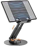 Drehbarer & Tragbarer Tablet Ständer-Klearlook Verstellbare Höhe/Winkel Faltbarer iPad Halterung Tisch für 4-13 Zoll Tablet,Aluminium Handy Tablet Halter Kompatibel iPad Pro/Mini/Air,iPhone 15 Pro Max