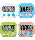 4 Stück Magnetische Stoppuhr Küchentimer,Birshe Digitaler Magnetisch Stoppuhr Timer Countdown Stoppuhr Küche mit LCD Lauter Alarm für Kochen Dusche Badezimmer Lehrer Fitnessstudio Sport Klassenzimmer