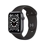 Apple Watch Series 6 (GPS, 44MM) Aluminiumgehäuse Space Grau mit Schwarz Sportarmband (Generalüberholt)