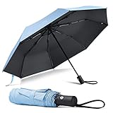 Vicloon Regenschirm, Taschenschirm Auf-Zu-Automatik, Regenschirm Sturmfest, 210T Teflon-Beschichtung, lLeicht, Stark, für Herren und Damen (Himmelblau)