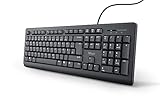 Trust Taro Wired Keyboard, German QWERTZ Layout, Quiet Keys, Splash-Proof, USB Port, 1.8m Cable Length, PC Keyboard for Computer, Laptop, Mac, Windows, macOS - Black