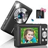 Digitalkamera 1080P Fotoapparat 44MP Fotokamera Kompaktkamera mit 16X Digitalzoom LED Fill Light Bildstabilisierung Mini Selfie Kamera Tragbare Vlogging Digitalkamera für Kinder Teenager Anfänger