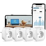 Wlan Smart Steckdose mit Strommessung, Alexa Steckdose, Smart Home WiFi Steckdose, Alexa Zubehör, Zeitplan, Fernzugriff, Funktioniert mit Alexa, Google Home, SmartThings, Nur 2,4-G-WLAN, 16A