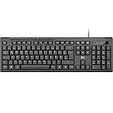 Rii Tastatur Kabelgebunden, PC Tastatur USB, Business Slim Tastatur mit Kabel für Computer, Laptop, Mac, Windows, macOS, QWERTZ Deutsches Layout– Schwarz