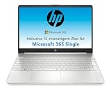 HP Laptop | 15,6' FHD Display | Intel Celeron N4500 | 4 GB DDR4 RAM | 128 GB SSD | Intel UHD Graphics | Windows 11 Home im S-Modus | QWERTZ Tastatur | Silber | inkl. Microsoft Office 365 Single