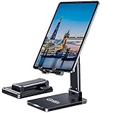 Gritin Verstellbar Tablet Ständer Tisch Tablet Halter, Faltbar Tabletständer Aluminium Handy Ständer Schreibtisch Super Stabil für neu iPad 12,9, 11, Air, Mini und Allen 4–12.9' Tablets & Handys