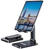 Gritin Verstellbar Tablet Ständer Tisch Tablet Halter, Faltbar Tabletständer Aluminium Handy Ständer Schreibtisch Super Stabil für neu iPad 12,9, 11, Air, Mini und Allen 4–12.9' Tablets & Handys