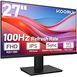 KOORUI PC Monitor 27 Zoll, Gaming Bildschirm 100Hz Full HD(1920 x 1080) mit integrierten Lautsprechern, HDMI, IPS Display, Neigungsverstellbar, Augenpflege, VESA-Wandmontage