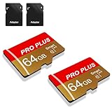 2 Pack SD Karte 64GB mit SD Adapter, High-Speed Speicherkarte, SD Karte UHS-I, A1, C10, TF Card für Mobiltelefon/Kamera(TF162 Rotes Gold 64GB)