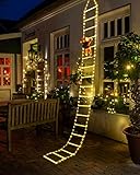 Geemoo LED Weihnachtsmann Leiter Lichterkette - 3 Meter LED Weihnachtsbeleuchtung Strombetrieben mit Timer, Speicherfunktion, 8 Modi, für Innen Außen Weihnachtsbaum Fenster Weihnachten Deko (Warmweiß)