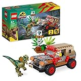 LEGO 76958 Jurassic Park Hinterhalt des Dilophosaurus, Dinosaurier Spielzeug Set mit Figur und Jeep für Kinder ab 6 Jahren