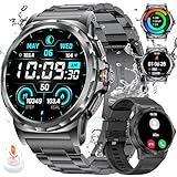 SUNKTA Militär Smartwatch Herren mit Telefonfunktion,1.43'' AMOLED Outdoor Smartwatch mit 126+ Sportmodi,5ATM Schlaf/Herzfrequenz/Spo2/Message Reminder, Fitnessuhr für iOS Android