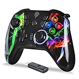 REDSTORM PC Controller, Wireless Gamepad für Windows 10/ PS3/ Android, Turbo-Funktion(Dauerfeuer), 4 Programmierbare Tasten, 5 Stufen Vibration, Einstellbare Tastenbeleuchtung